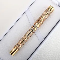 New Luxury Jinhao Hollow Out 100 Fountain Pen Gold Clip 18KGP Golden Plated M Nib 0.7mm Resin Ink Pen Business Office Gift Pen