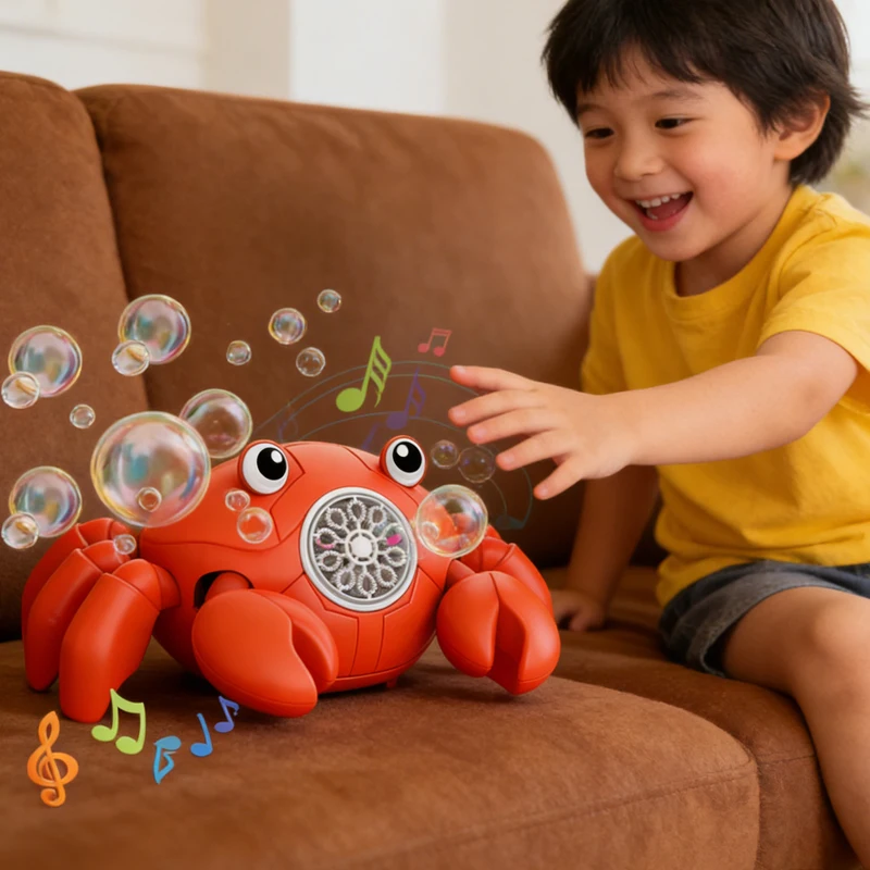 

Многофункциональная машина для мыльных пузырей в виде ползающего краба с музыкой, автоматическим датчиком и функцией обхода препятствий, детская игрушка для выдувания пузырей