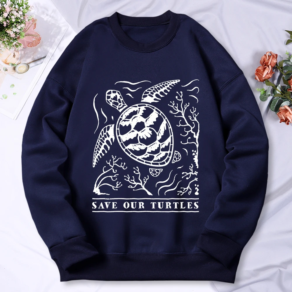 

Мы should Save The Sea Turtles In The Sea Толстовка с принтом Мужские флисовые толстовки с круглым вырезом Свободные осенние пуловеры Мягкие топы унисекс