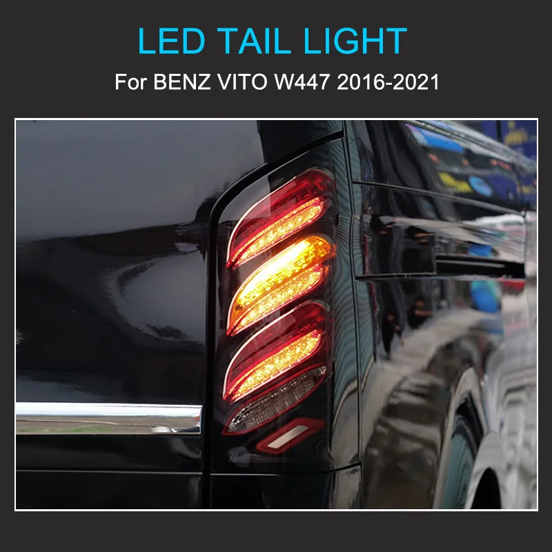 1 زوج مصباح ليد خلفي الجمعية لبنز فيتو W447 2016-2021 الضوء الخلفي التوصيل والتشغيل مع LED الديناميكي تحول أضواء خلفية