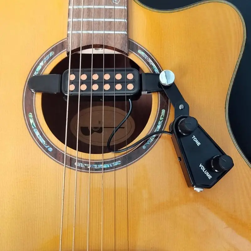 U2JB ABS- und Metall-Tonabnehmersystem für Akustikgitarren mit Ausgangskabel und Tonpegelreglern für Übungszwecke,