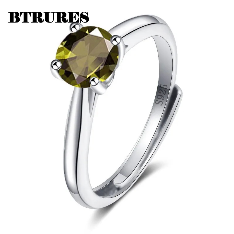 925 Sterling Silver Adjustable Purple Zircon Open Ring