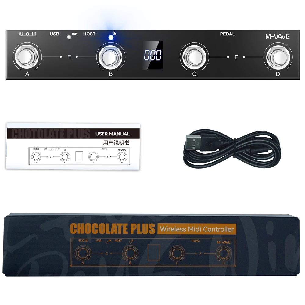 

M-VAVE Chocolate Plus Wireless MIDI Controller 4-Button Foot Switch & MIDI Host Interface｜All-in-One Keyboard Control