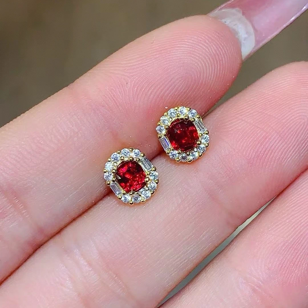 KJJEAXCMY High End Women's Earrings Natural Spinel S925 Silver with Electroplating Boasting High Clarity Full Brilliance