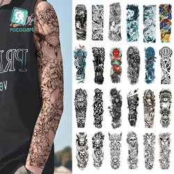 Black Temporary Tattoo Stickers For Men Full Body Art Arm Sleeve Tatoo Skull Design Large Waterproof Taty