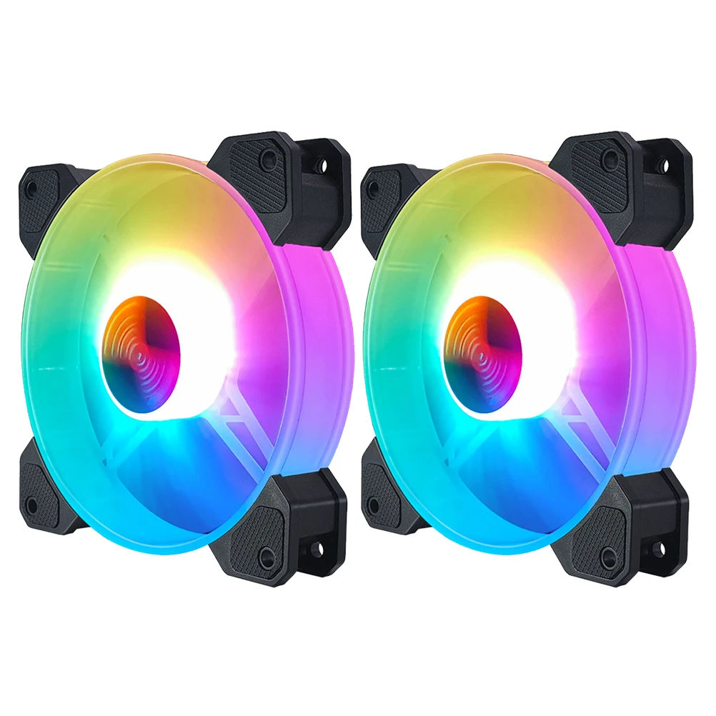 

2 шт. RGB вентиляторы 14 см корпус настольного компьютера охладители ABS радиатор светящееся освещение бесшумное охлаждение аксессуары для ноутбуков
