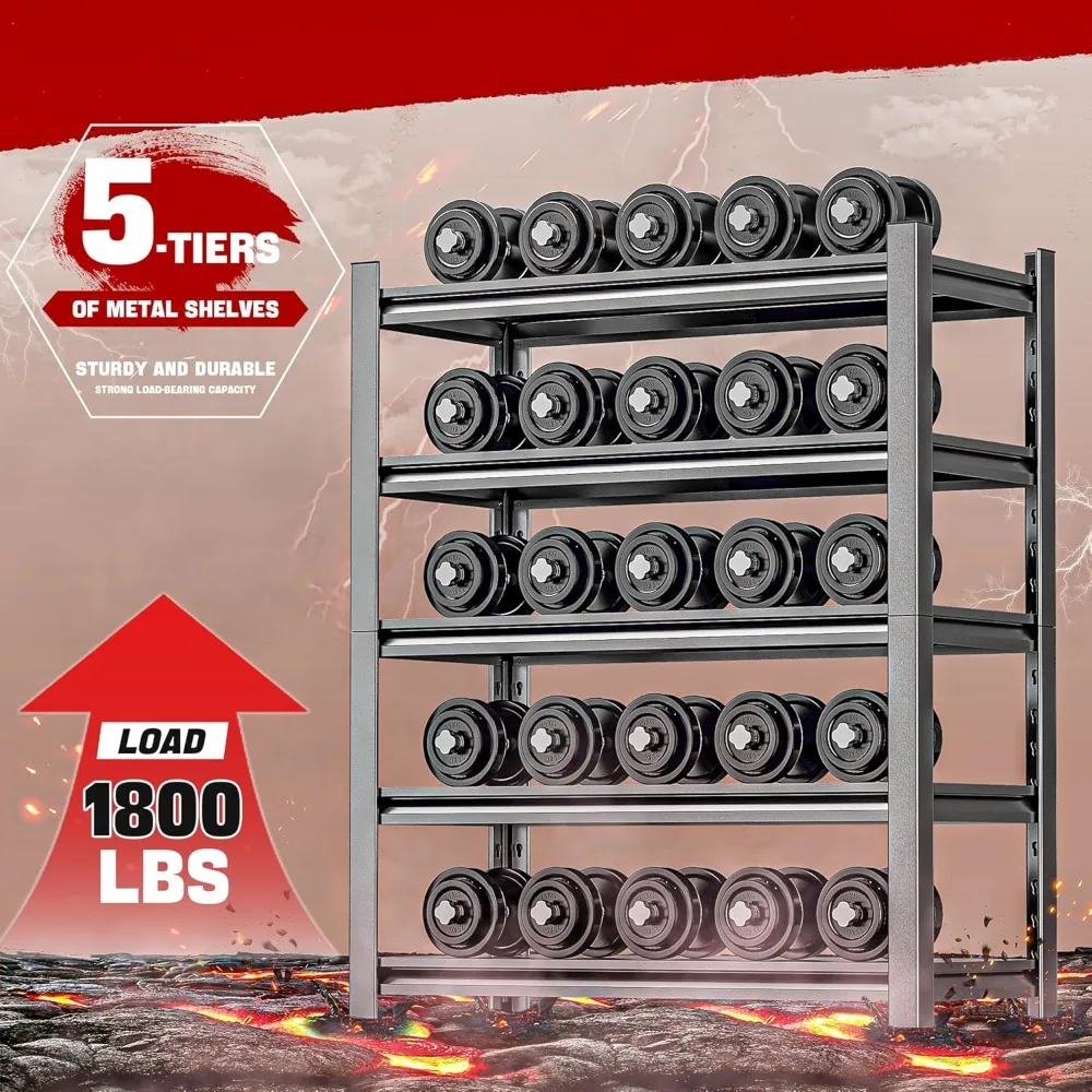 رفوف جراج 72 بوصة ارتفاعًا، وحدات أرفف تخزين شديدة التحمل 3000 قطعة، رفوف معدنية قابلة للتعديل مكونة من 5 طبقات سهلة التجميع #5