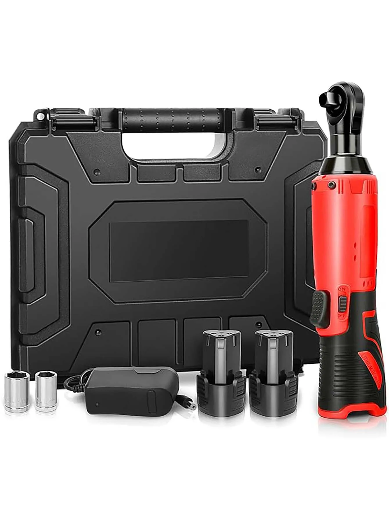 

Cordless Ratchet Wrench 3/8 Electric Wrenches Set 45 N.m 400RPM Power With 2 Battery 12V 1300mAh Lithium-Ion, 2 Sockets (10mm 12