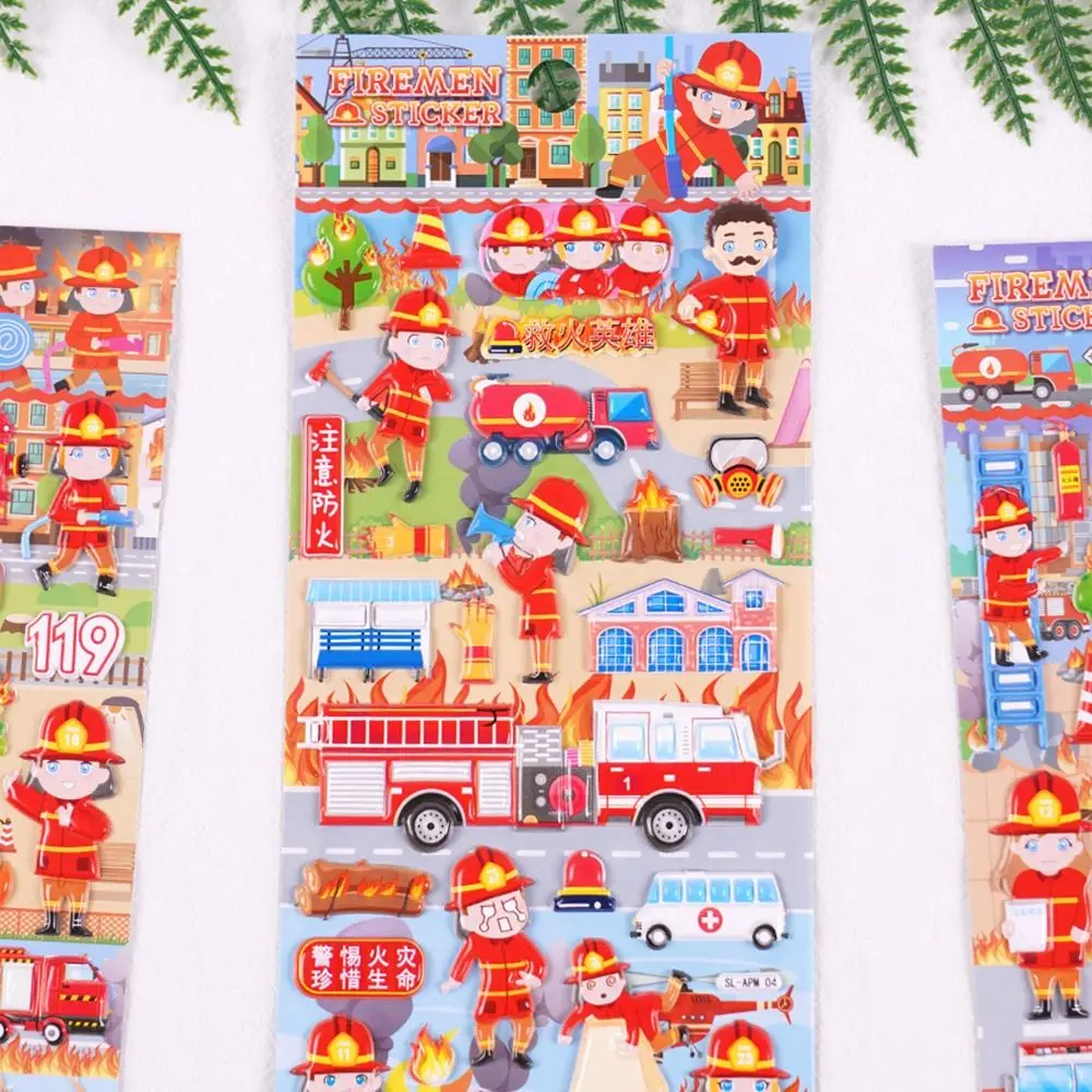 Scrapbook Fire Truck Kids Sticker Toys Journal Diary Stickers 3D Bubble Foam Stickers Decorative Stickers Stationery Stickers