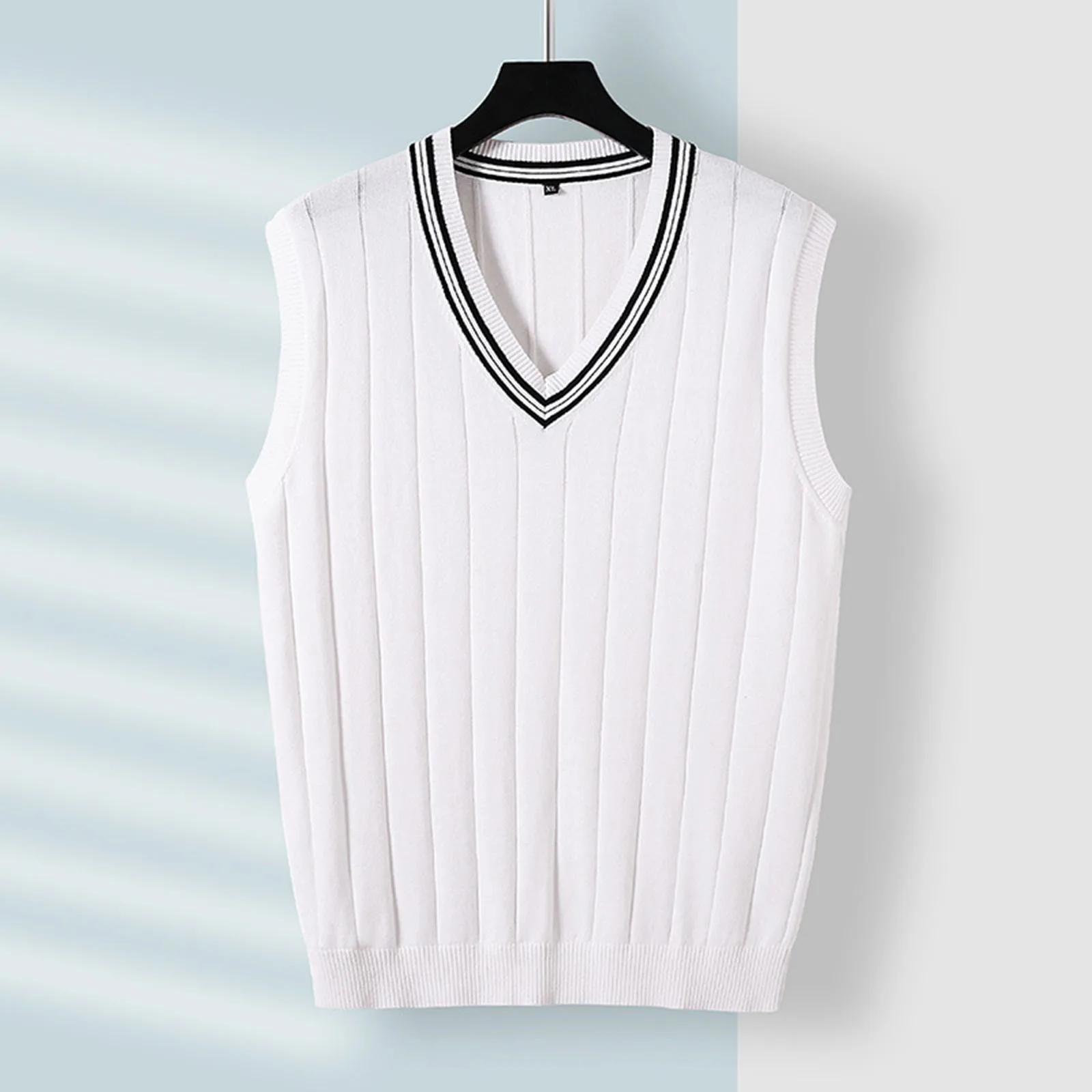 Men'S Autumn And Winter Casual Sweater Vest Slim Fit Pure Cotton Sleeveless V Neck Solid Color Pullover Loose Knit Cardigan