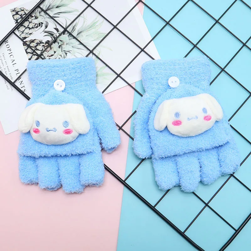 قفازات فليب يابانية وكورية جديدة للطالبات في الشتاء، ندى دافئ قطيفة وسميكة، أيدي دافئة بخمسة أصابع #5