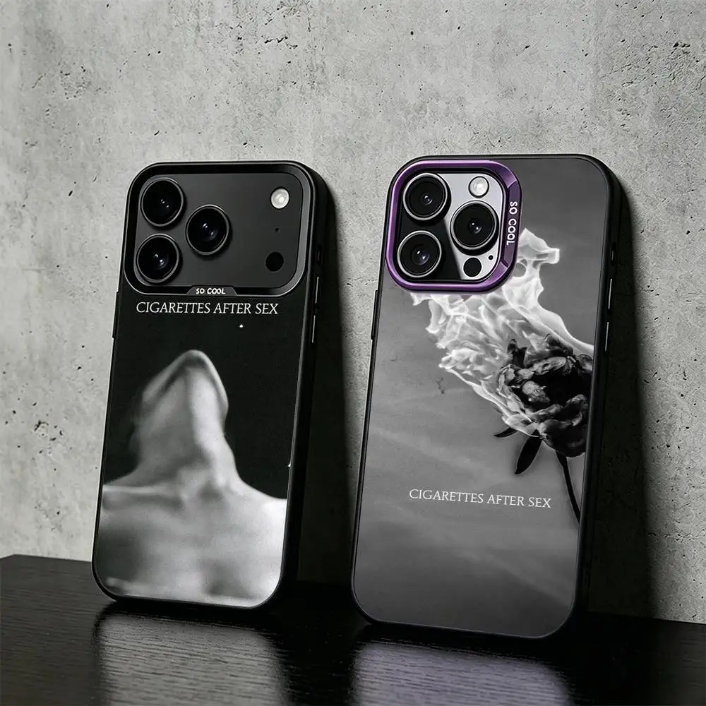 C-Cigarettes A-After Sex B-Band Phone Case For iPhone 17,16,15,14,13,12,11 Plus,Pro Max,XS,Colored silver phone case