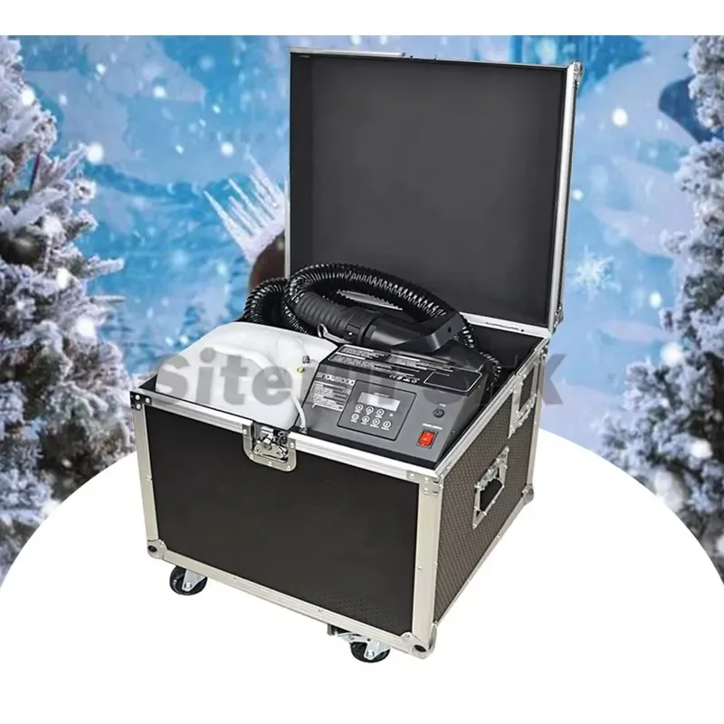 SFX 1800W Mute Artificial Snow Maker Machine with Remote Control 10m Hose & Flight Case for Christmas Party Events