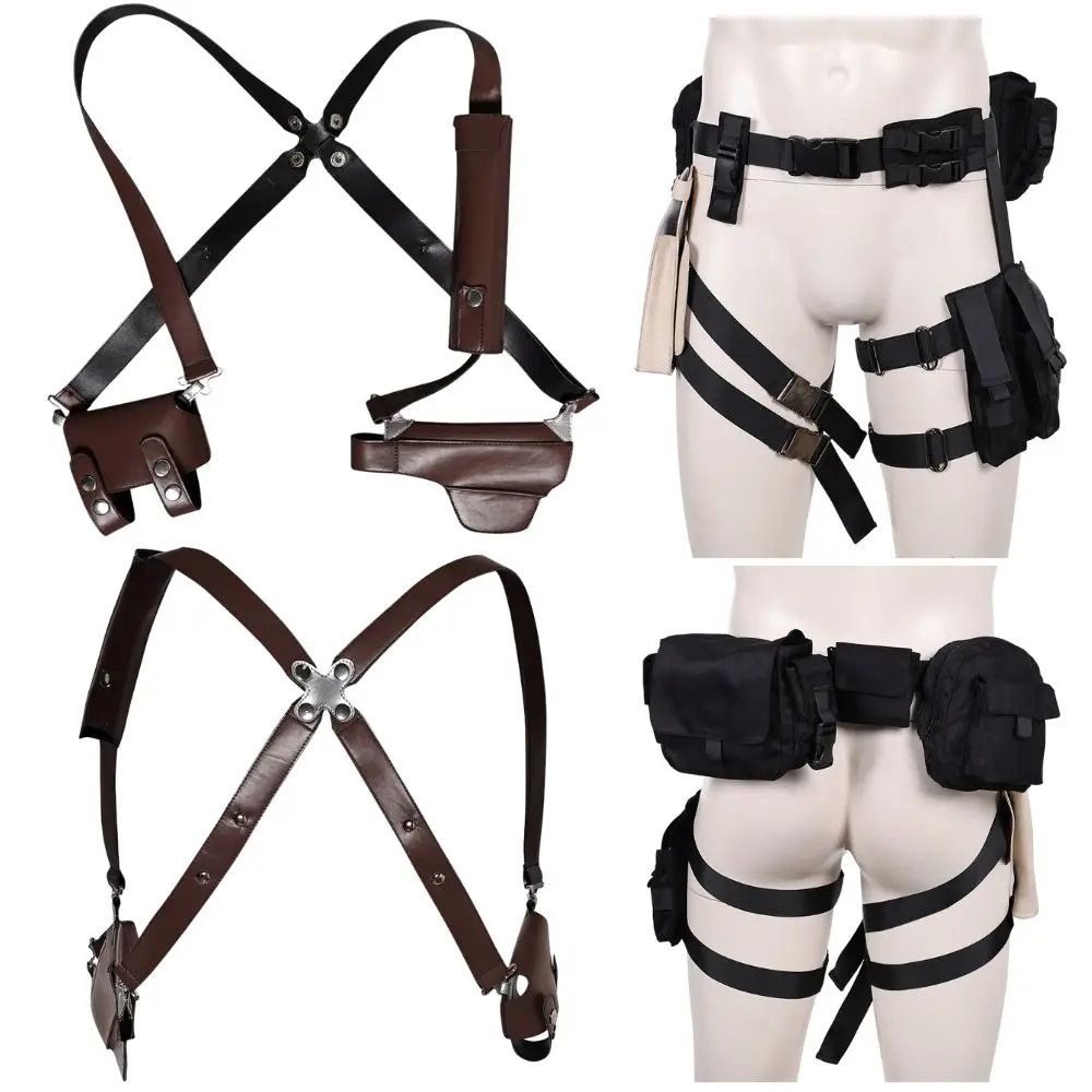 ليون كوسبلاي كينيدي حزام الأشرطة حقائب للرجال تمويه الجلود تسخير لعب الأدوار الدعائم هالوين كرنفال زي الملحقات