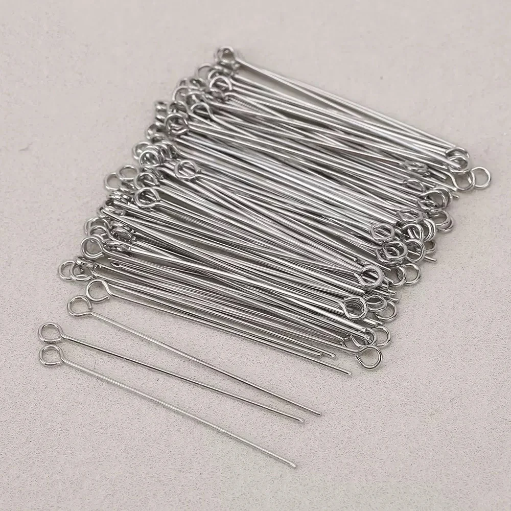 200PCS 25/35/45/50/60/70mm Mini Metal Wire Eyepins Beading Small Open Eye Head Pins Needles Bulk for DIY Craft Bead