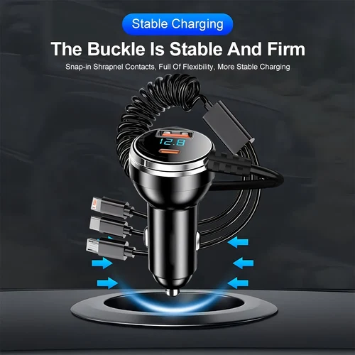 Imagen 2 del producto Cargador de Coche de 230W con 5 Puertos, Carga Rápida PD QC3.0, Cargador de Teléfono USB C para Coche, Adaptador USB Micro Tipo C para iPhone Xiaomi, 1 Pieza, 2 Piezas