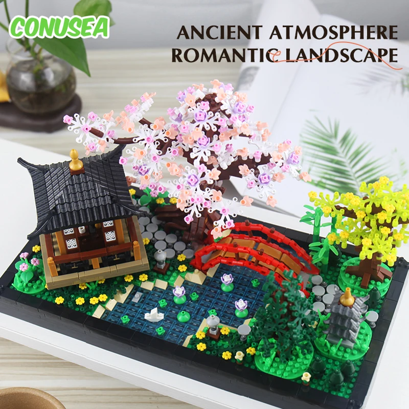 

Архитектурный конструктор: Модель древнекитайского садового павильона в стиле дзен, набор для сборки, антикварные украшения, цветочные блоки, игрушки