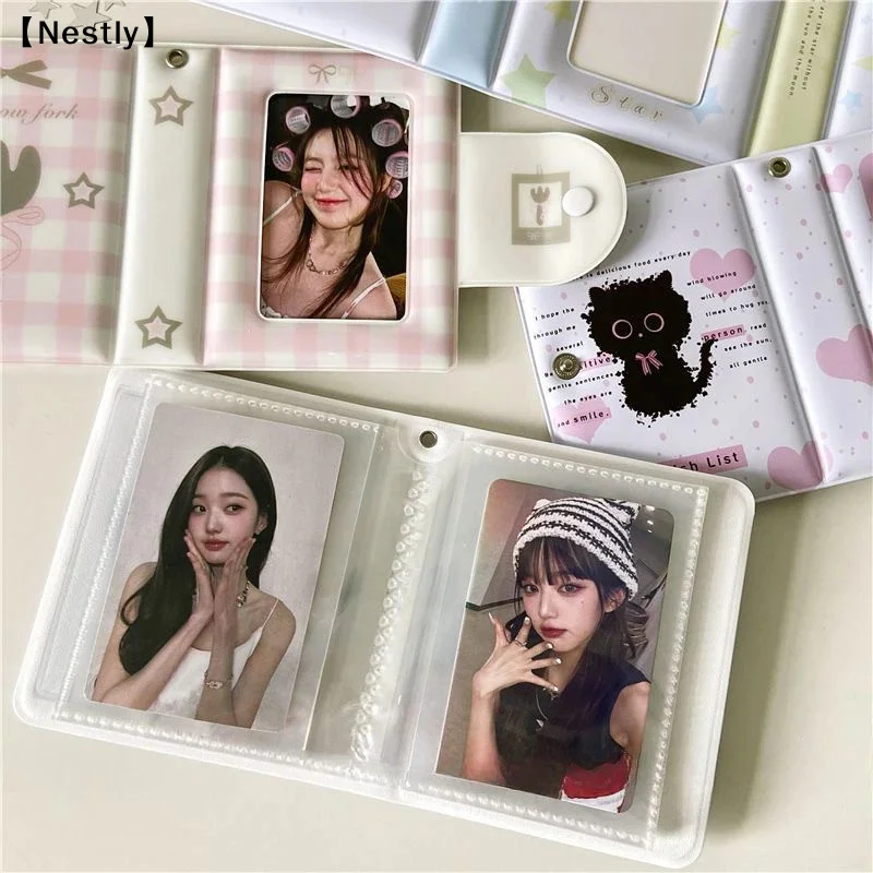 3 Inch Photo Album 32 Pockets Fork Black Cat Style ID Card Kpop Idol Photo Card Holder Storage Collect Book〔Nest〕