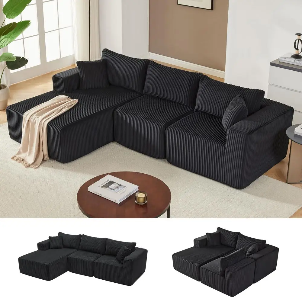 

97 Modular Sectional Sofa, LShaped Boneless Couch with Deep Seat, Cozy Cloud Couch Sectional with Convertible Ottoman, Modern S