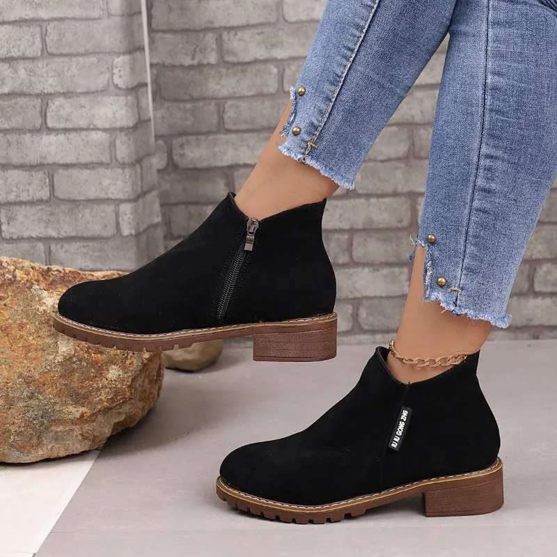 Women Boots 2024 New Autumn and Winter Women Shoes Brand Fashion Ankle High Heels Casual Suede Leather Goth Boots for Women