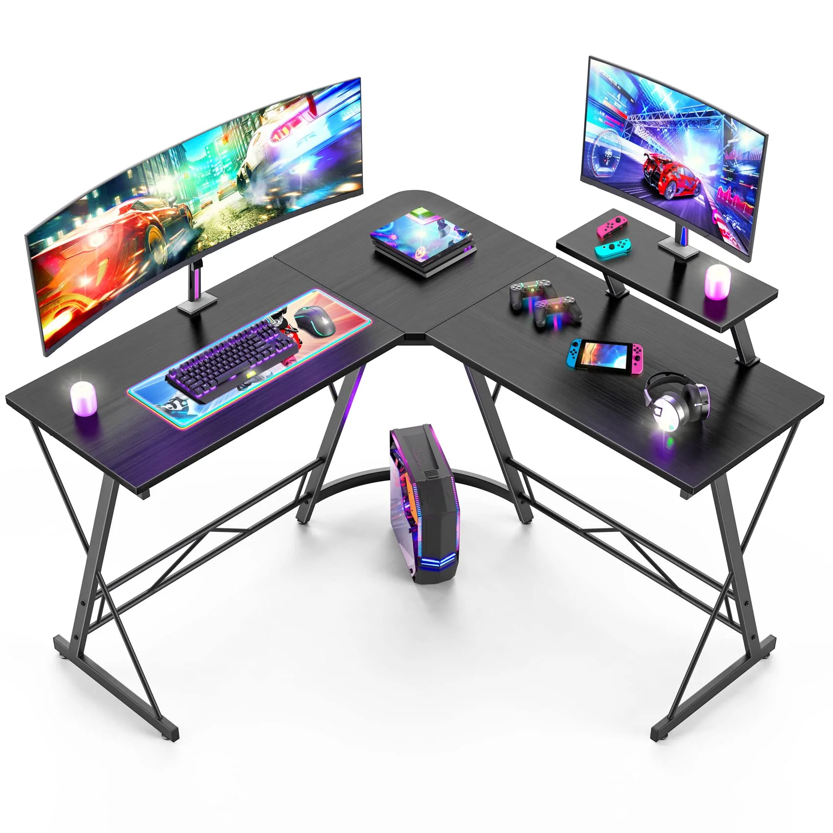 Custom Black Home Corner Desk Office Writing Workstation L Shaped Desk Computer Gaming Table