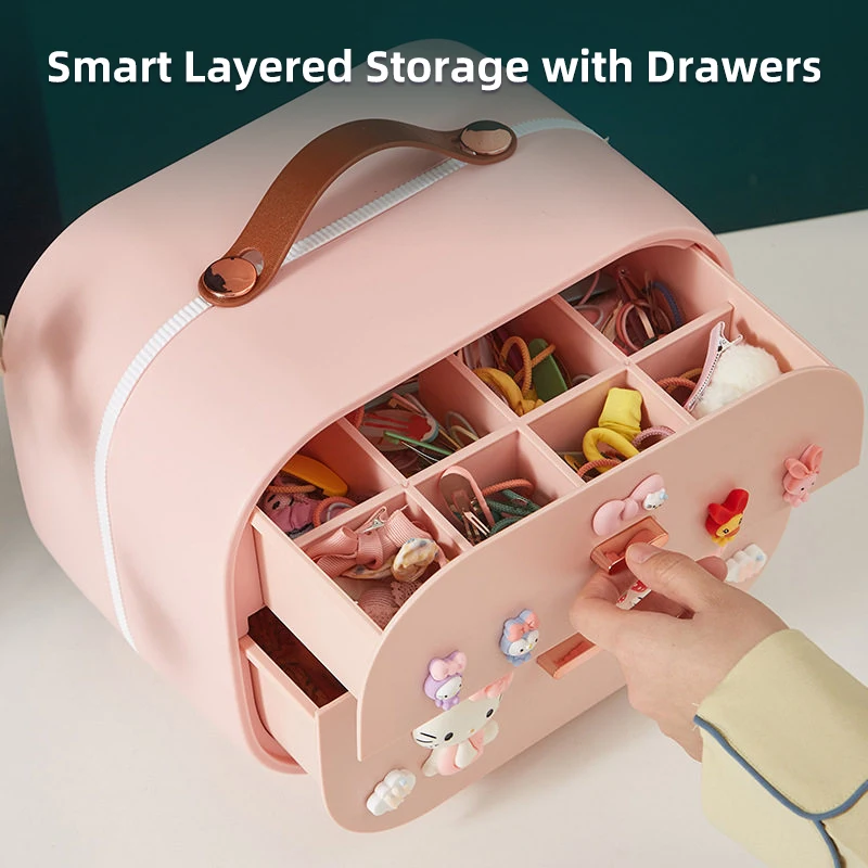 

Hello Kitty Kuromii Melody Cartoon Cute Makeup Brush Hair Accessories Rubber Band Multi-Layer Jewelry Box Cosmetic Bag