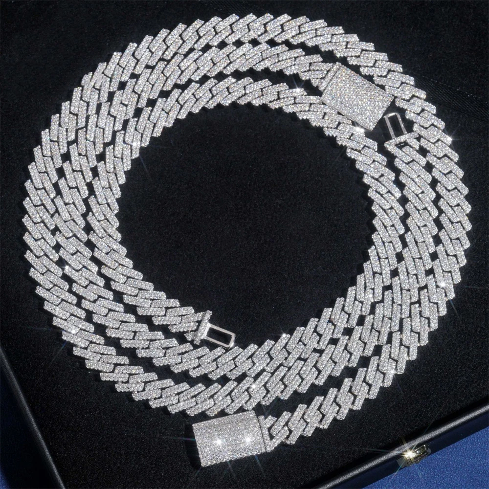 Icedminer 10mm Square VVS Moissanite Diamonds Cuban Chain Iced Out Necklaces For Men Women Brass Miami Chain Pass Tester GRA view 4
