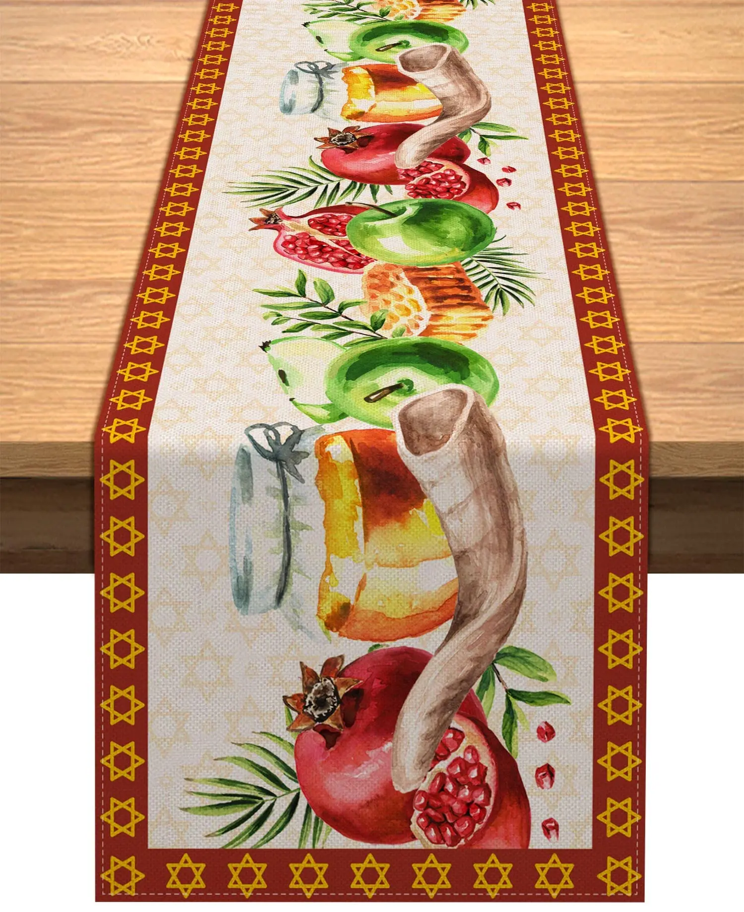 Rosh Hashanah Table Runner Decoration Jewish New Year Party Shana Tova Tablecloth Linen Holiday Home Kitchen Dining Room Table