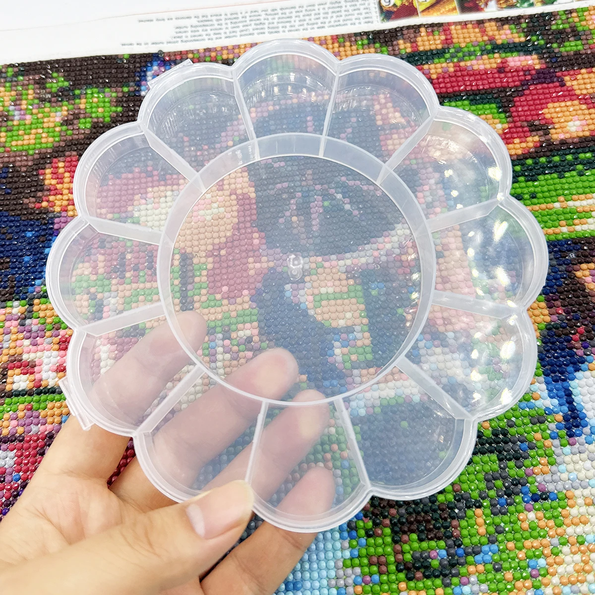 

1pc Nail Sunflower Shape Parts Jewelry Box Case Clear Plastic Storage Box Medicine Cross Stitch Embroidery Jewelry Accessory Box
