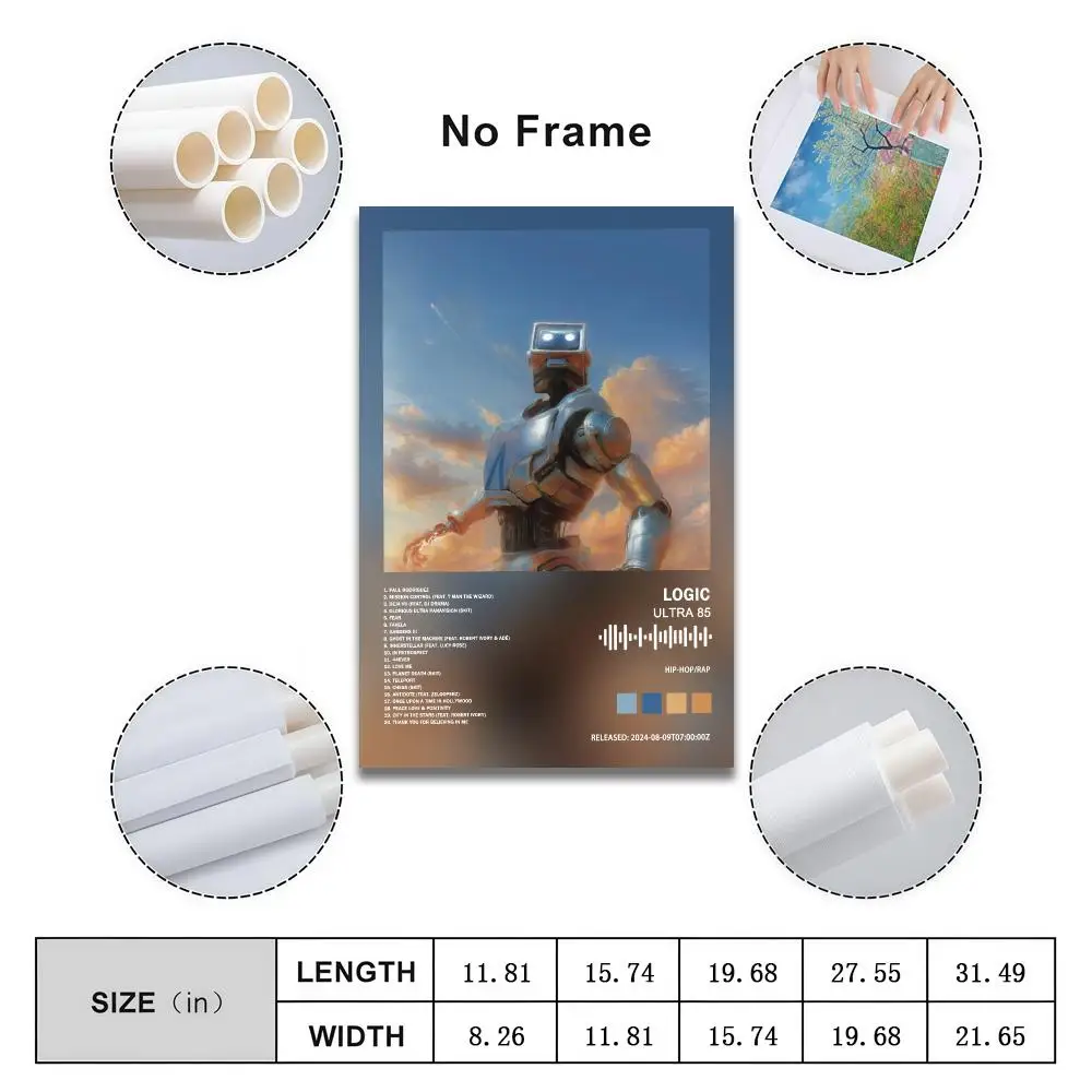 Logic Poster Peelable Self-Adhesive Album Cover Poster Stickers, Frameless Wall Art for Singer Band Pop Rap Bedroom