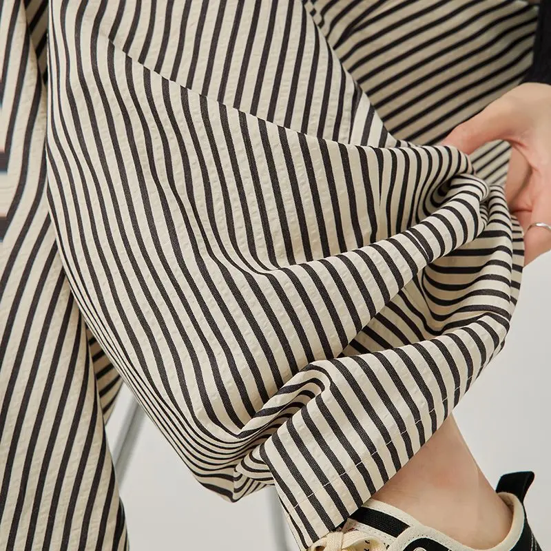 Women Casual Pants Vintage High Waist Striped Trousers for Women Loose Straight Trousers Female Clothes Women Wide Leg Pants New
