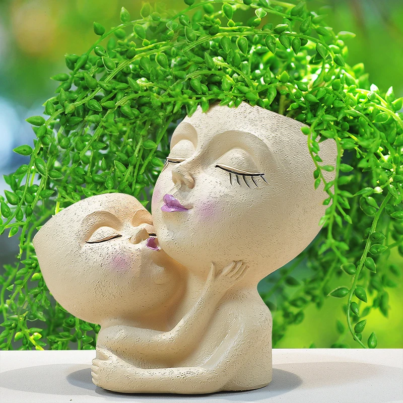 

Resin flower pot little fairy face succulent potted plant household personality cute gardening decoration