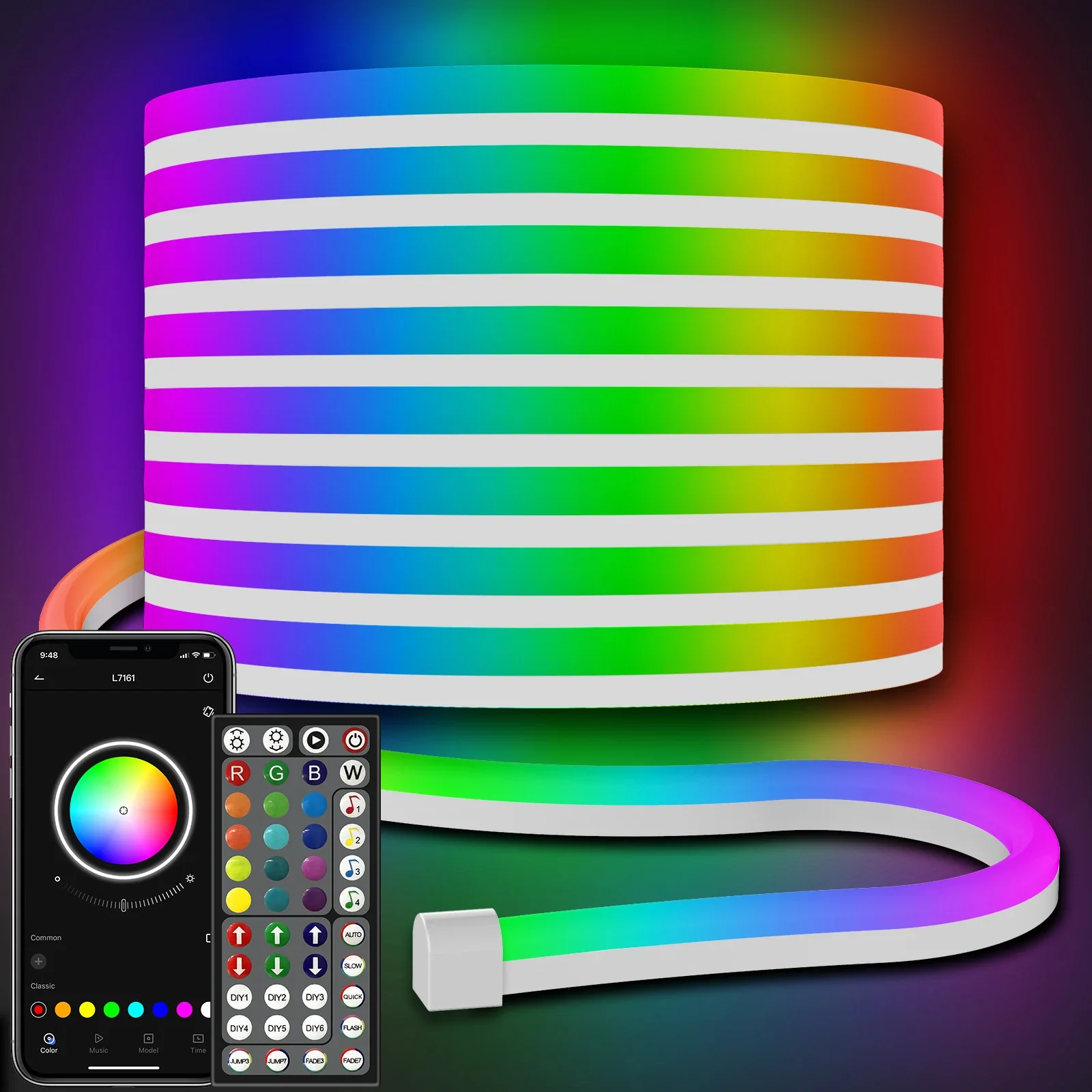 32.8Ft LED Neon Rope Lights, RGBIC Flexible Outdoor Waterproof Lights with APP & Remote Control, IP65 Water Resistant, Music Sync & Gaming Modes, Multicolor Decor for Bedroom, Patio, Holiday (32.8Ft-1ROLL)