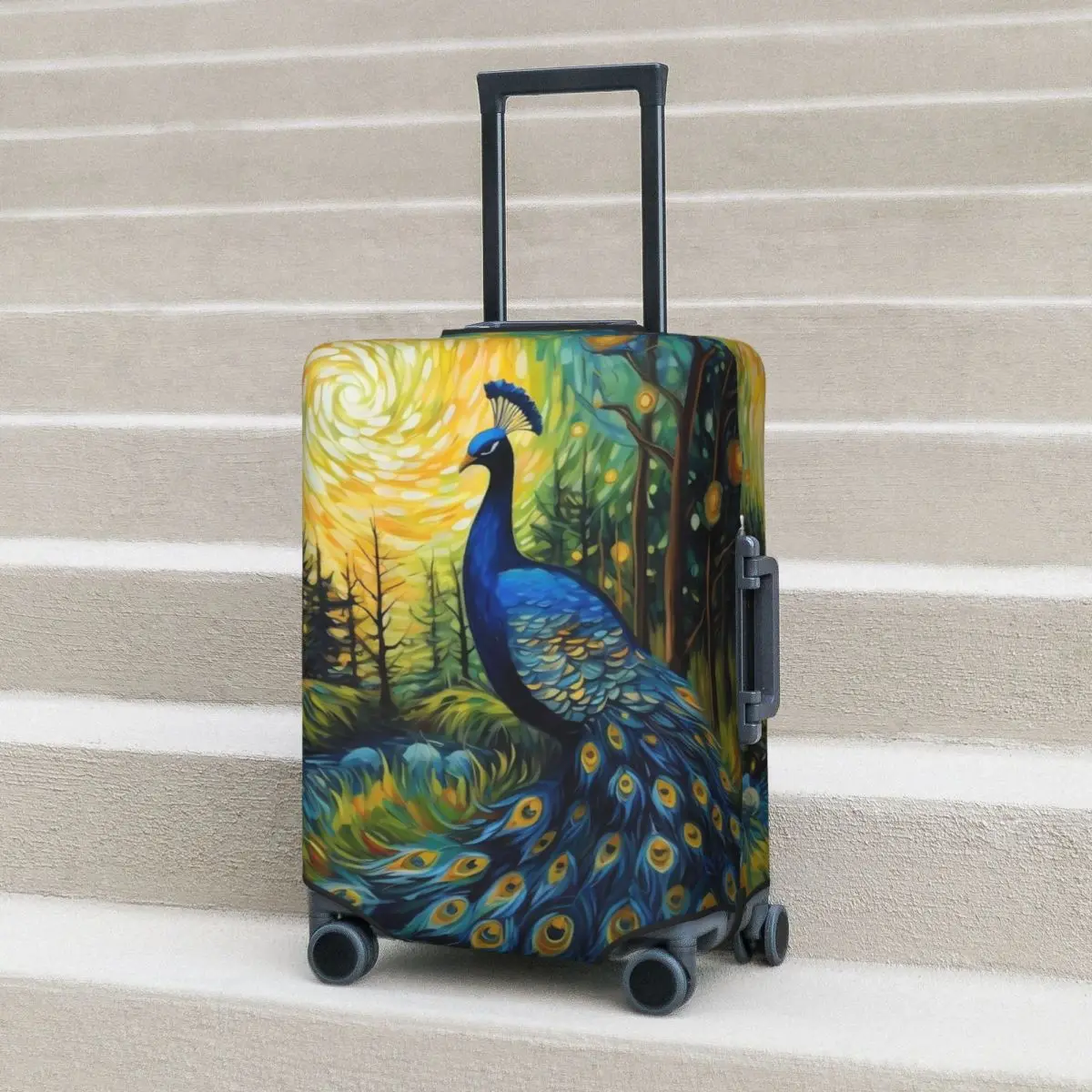 Colorful Peacock Suitcase Cover Holiday The Starry Night Fun Luggage Supplies Travel Protection