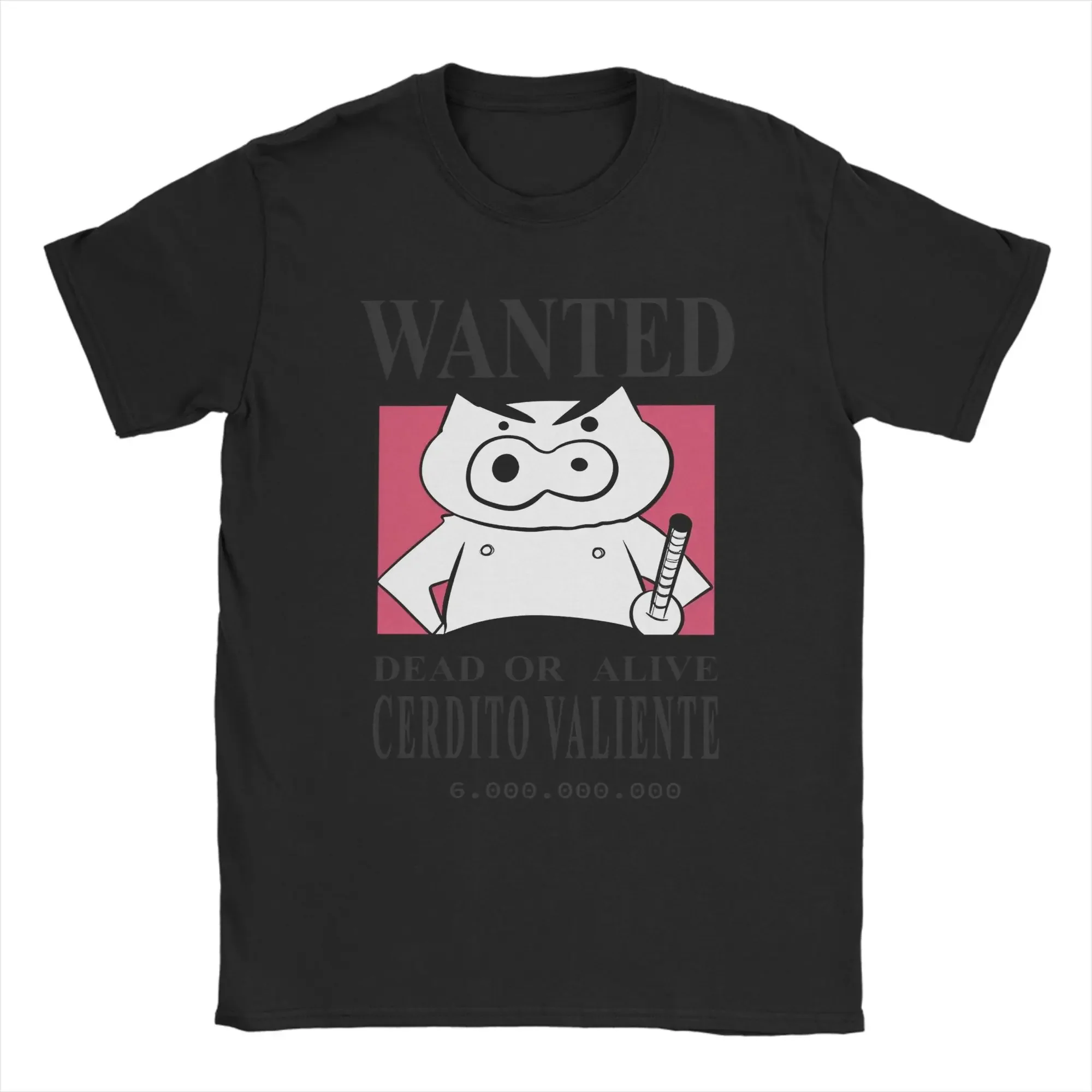 WANTED Brave Pig Crayon Shin-chan camiseta para hombres divertidos dibujos animados novedad 100% camisetas de algodón camiseta de manga corta Idea de regalo ropa