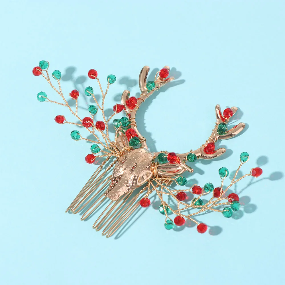 

Vintage Crystal Christmas Headband Hair Clip Hair Comb Hairpin Set Crown Headwear Antlers Hairband Ladies