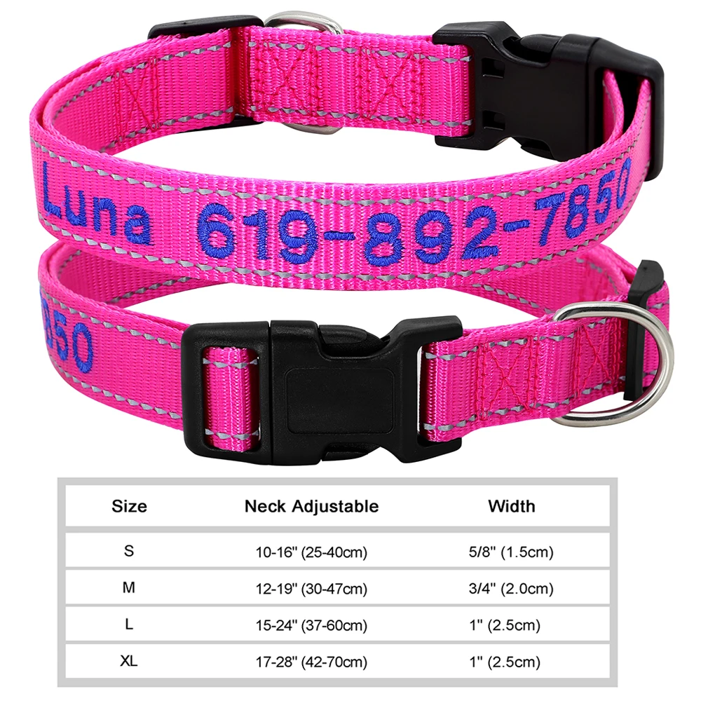 Verstelbare Nylon Geborduurde Halsband Aangepaste ID Naam Accessoires Huisdier Halsbanden Voor Kleine Middelgrote Honden Huisdieren Benodigdheden Perro