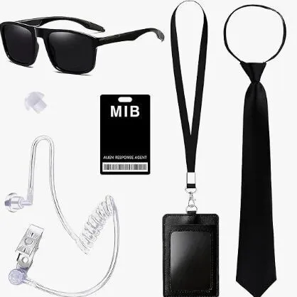 Role Playing Secret Agent Clothing Dress Up SECURITY Baseball Cap Black Sunglasses Working Certificate Earplug Set