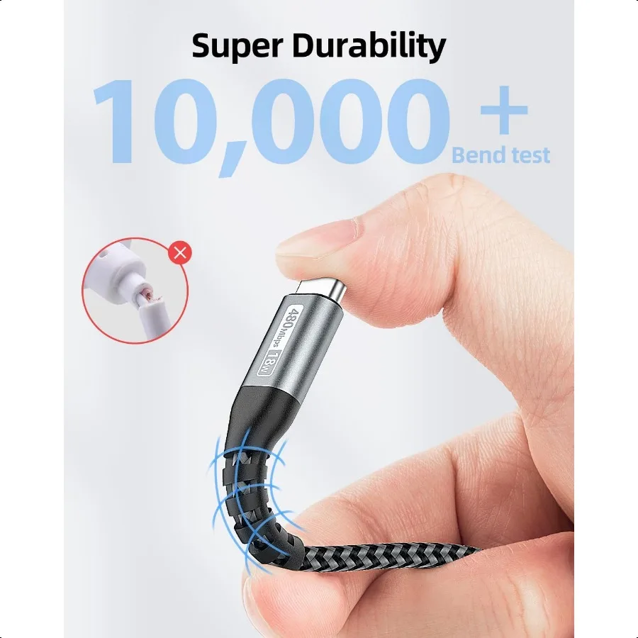 Kabel USB C 1.5FT [3Pack] 3A Kabel USB ke USB C Pengisian Cepat Sinkronisasi Data Kabel Terjalin Kompatibel dengan iPhone 16 15 Pro Pro Max Plus S