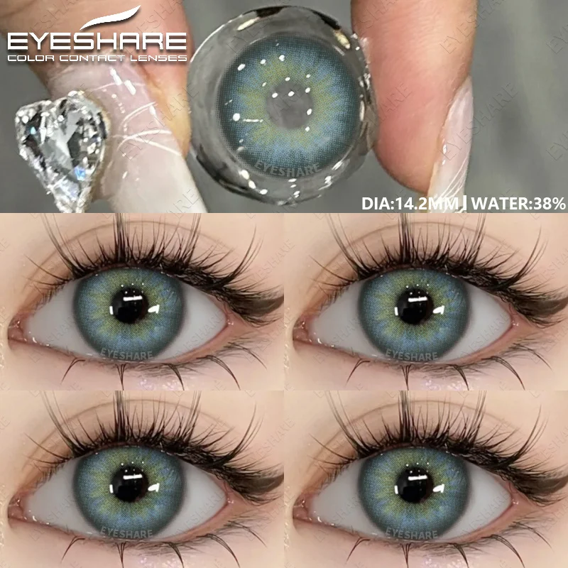 EYESHARE 1pair Natural Eye Lenses Color Contact Lenses for Eyes Green Lenses Blue Eye Contact Lens Yearly Cosmetic Gray Pupils