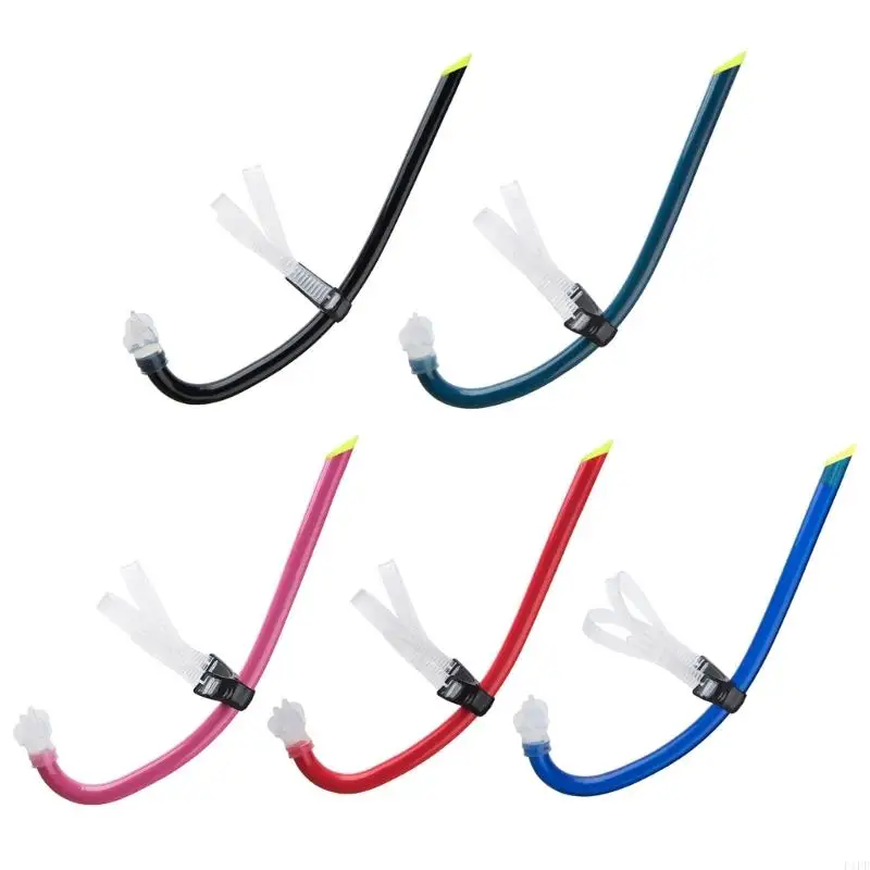 F1FD Training Headstrap Support Dry Top Snorkel Tube Comfortable Mouthpiece One-Way Purge Valves for Pool Open Water Swimming