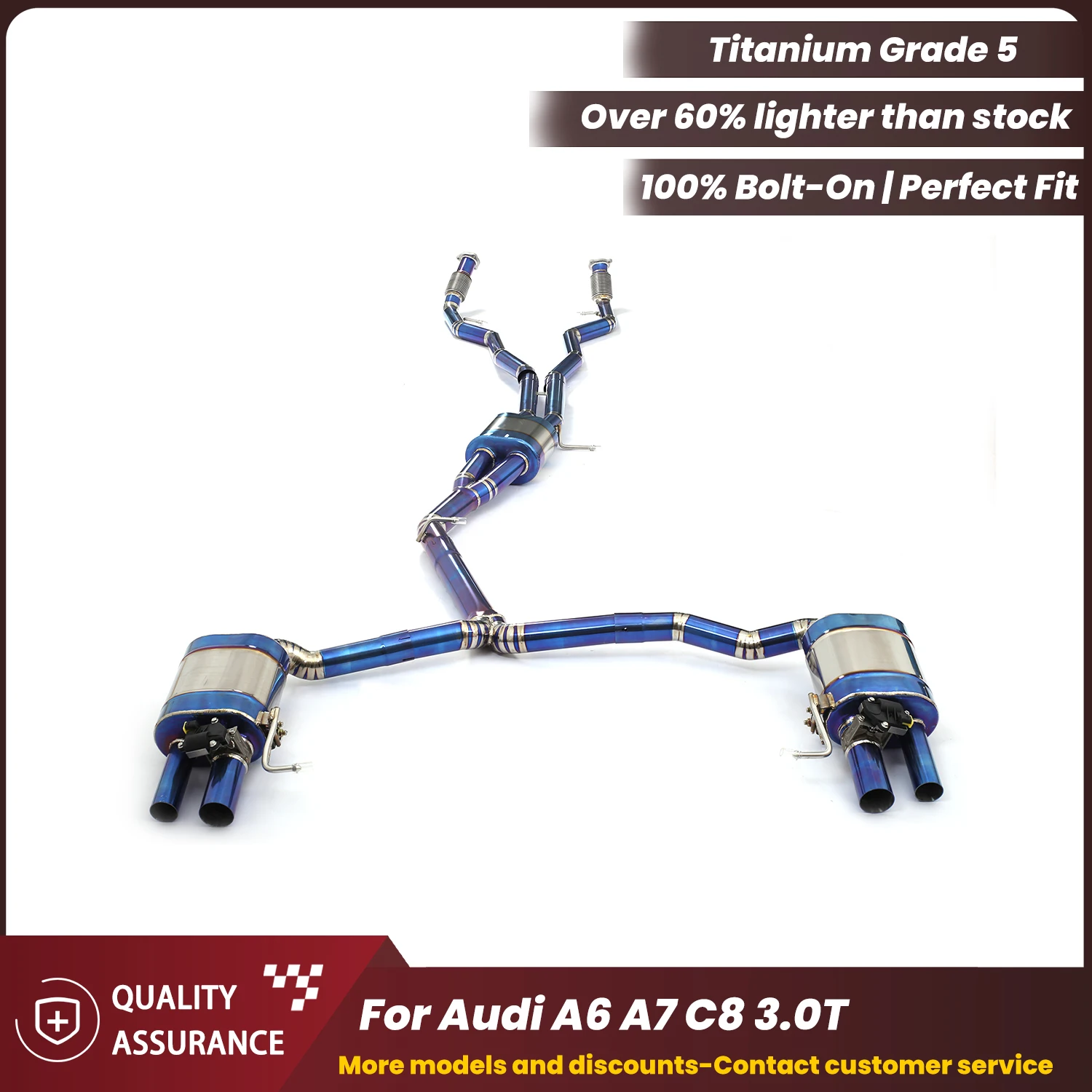 

Агрессивный выхлопной звук ECCF 4K Titanium Valvetronic Exhaust Catback с передней трубой для Audi A6 A7 C8 3.0T, улучшение производительности.