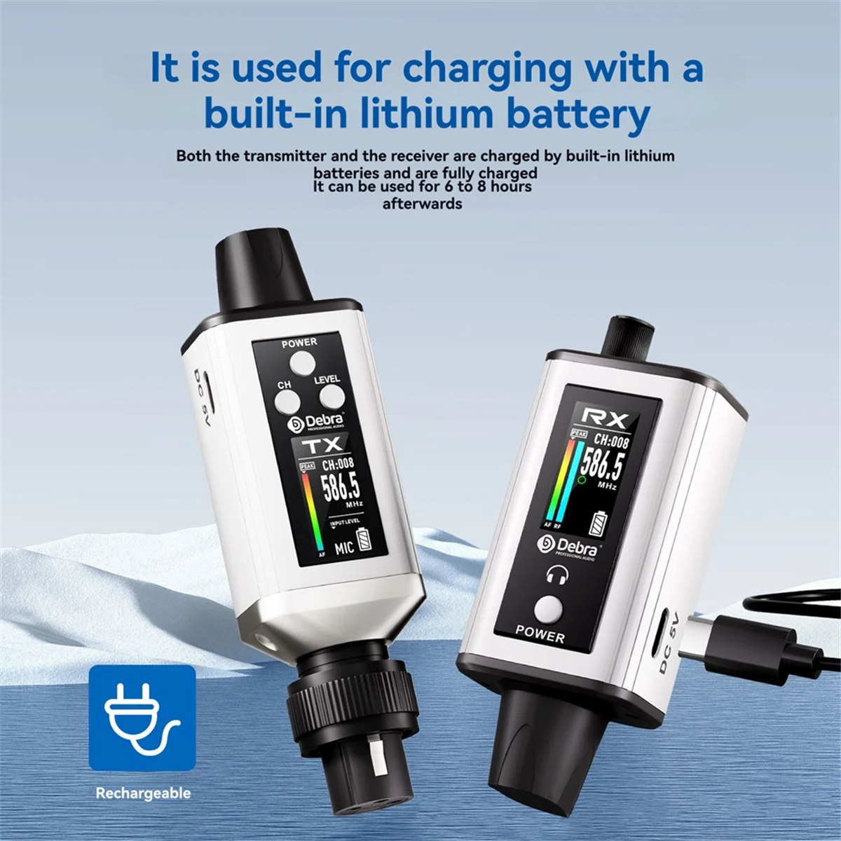 نظام مراقبة الصوت اللاسلكي ABJQ Debra EMX-1 قابل لإعادة الشحن مع 16 تردد قابل للتعديل