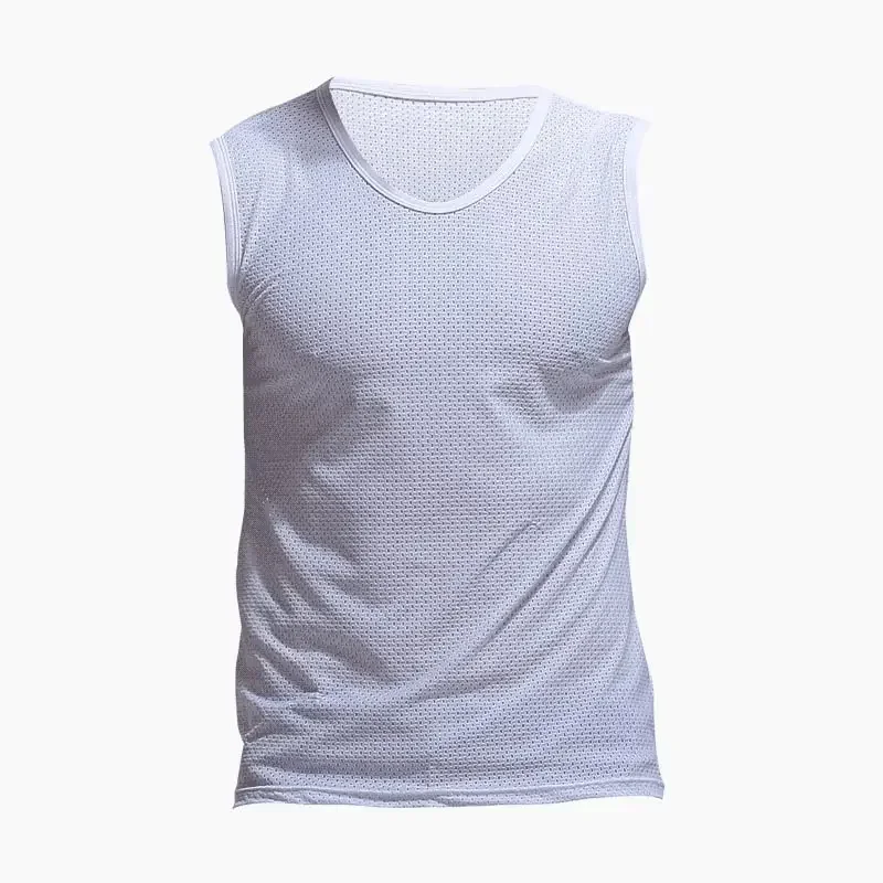 

2PCS Men's Vest Ice Mesh Quick Drying Vest Men's Sports Fitness Breathable V-Neck Thin Sleeveless T-Shirt