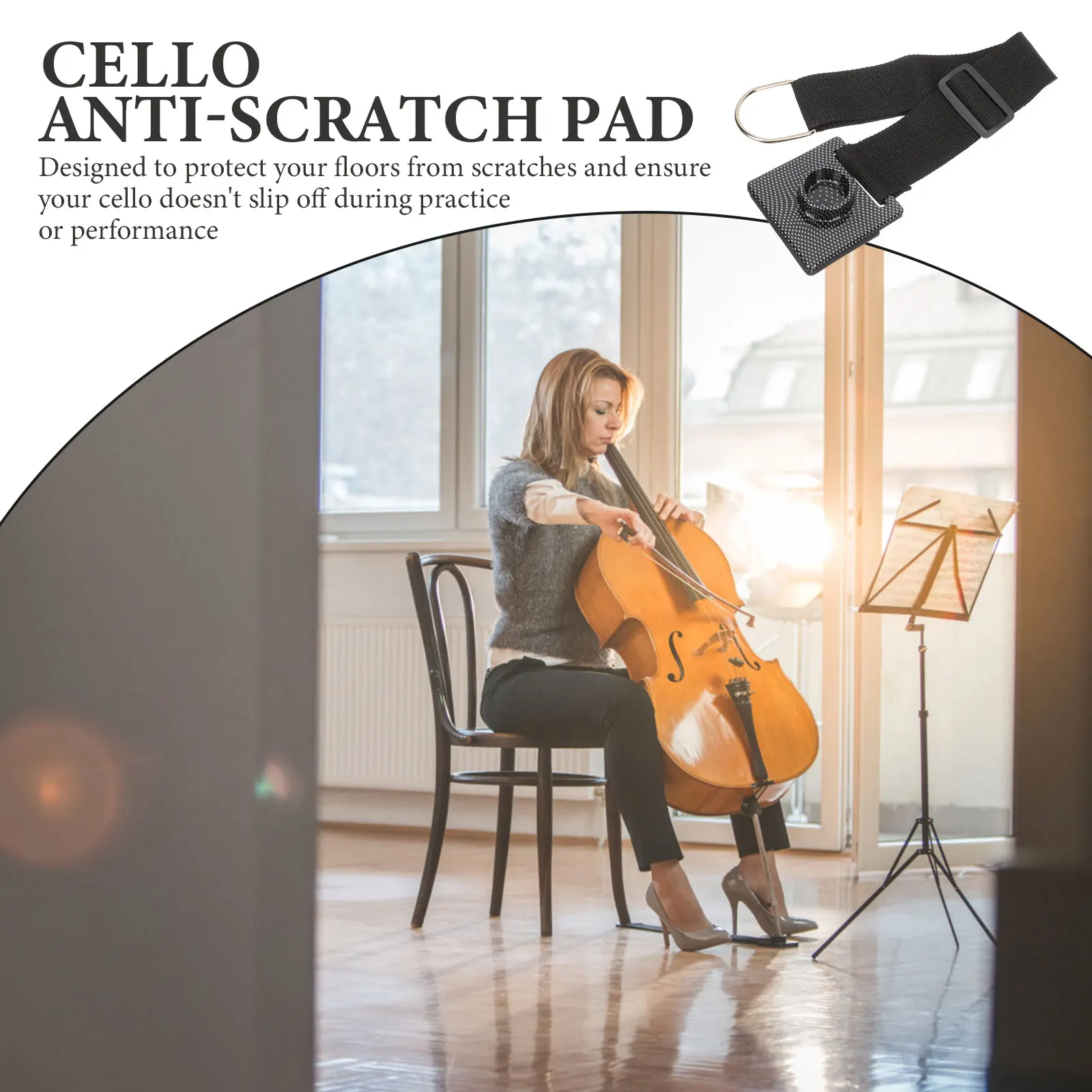 

Cello Anti slip Pad Thick Sponge Adjustable Endpin Anchor Stopper Non skid D ring Cello St Musical Instrument Accessories