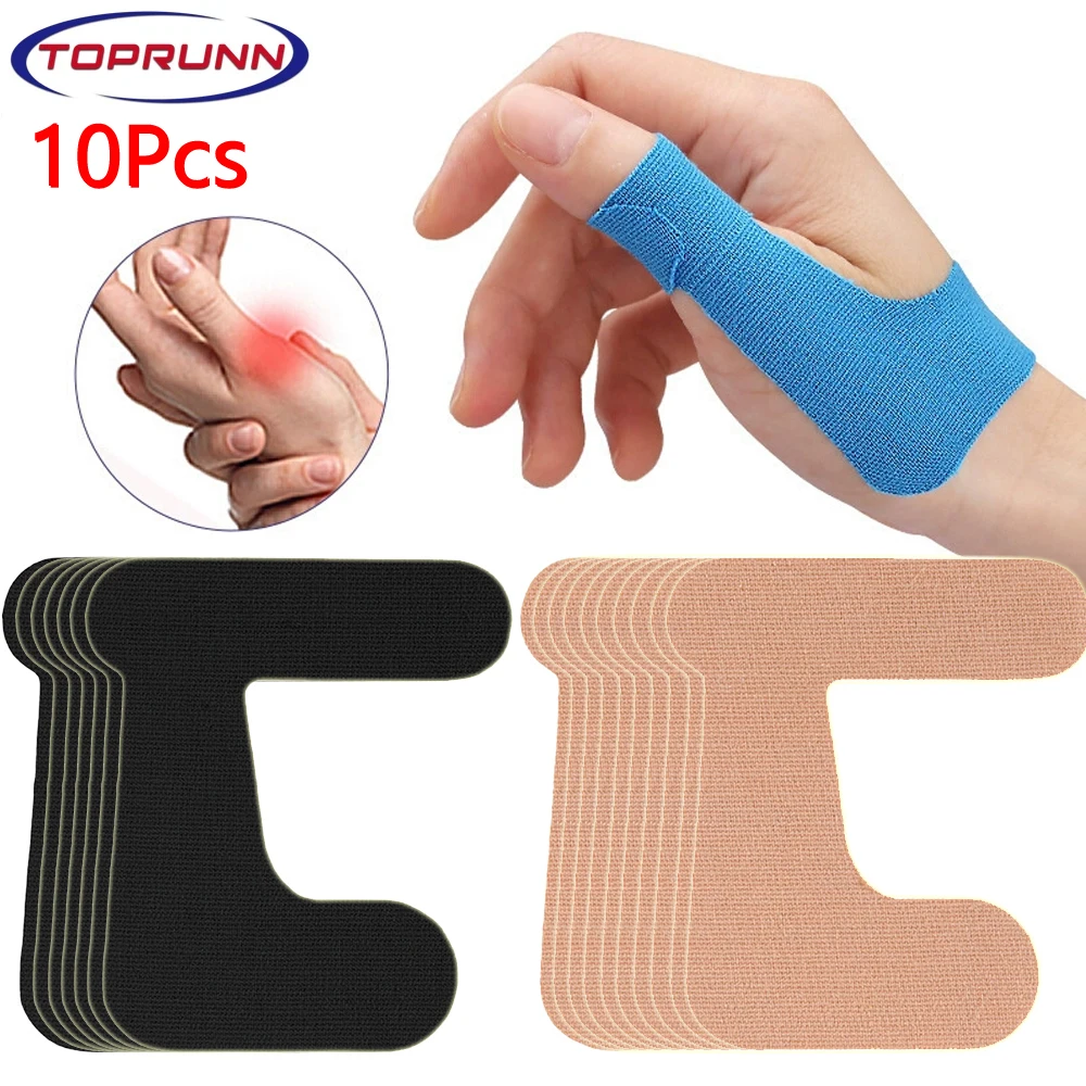 10 Stück vorgeschnittenes Daumenstützband, selbstklebende Zehen-Kinesiologie-Pflaster, Fingerbandagen, Zubehör für den Sport, elastisches Band
