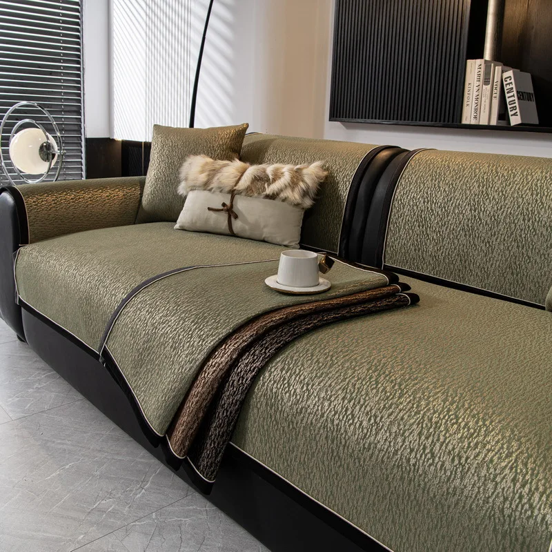Waterproof Chenille Sofa Cover Mat Four Seasons Universal Non-Slip Couch Slipcover L-shaped Sofa Towel Protector for Living Room