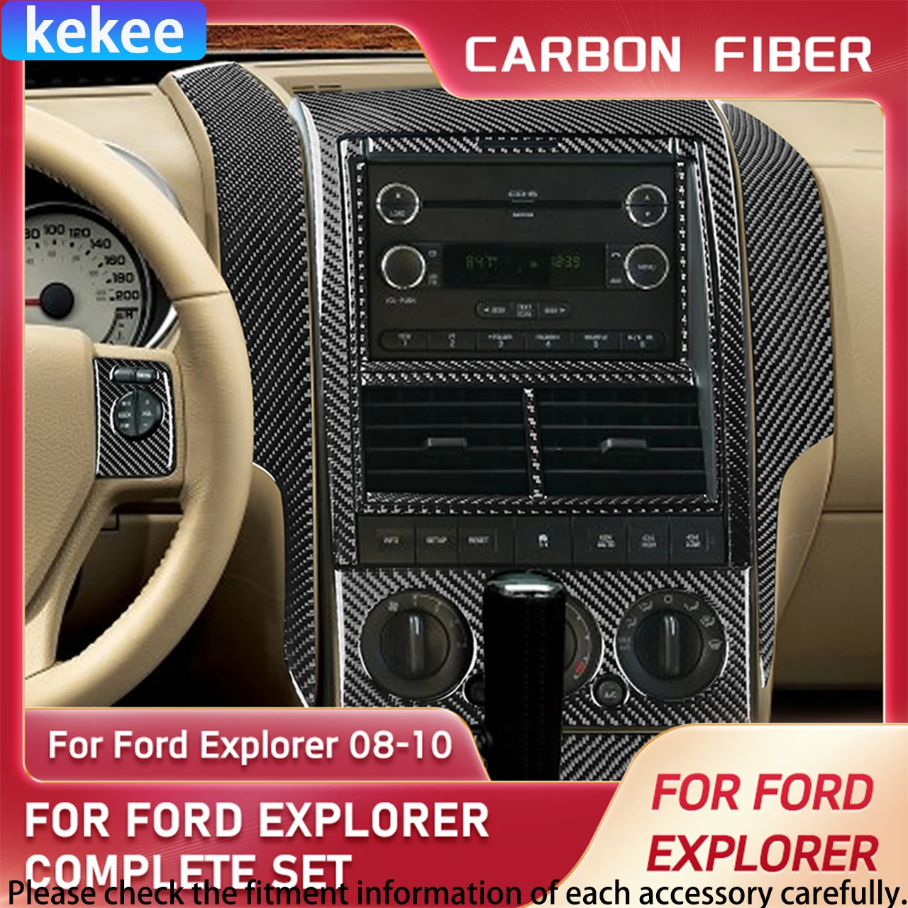 

For Ford Explorer EVE 2008-2010 Carbon Fiber Center Gear Shift Dashboard Window Lifting Interior Car Accessories Cover Stickers