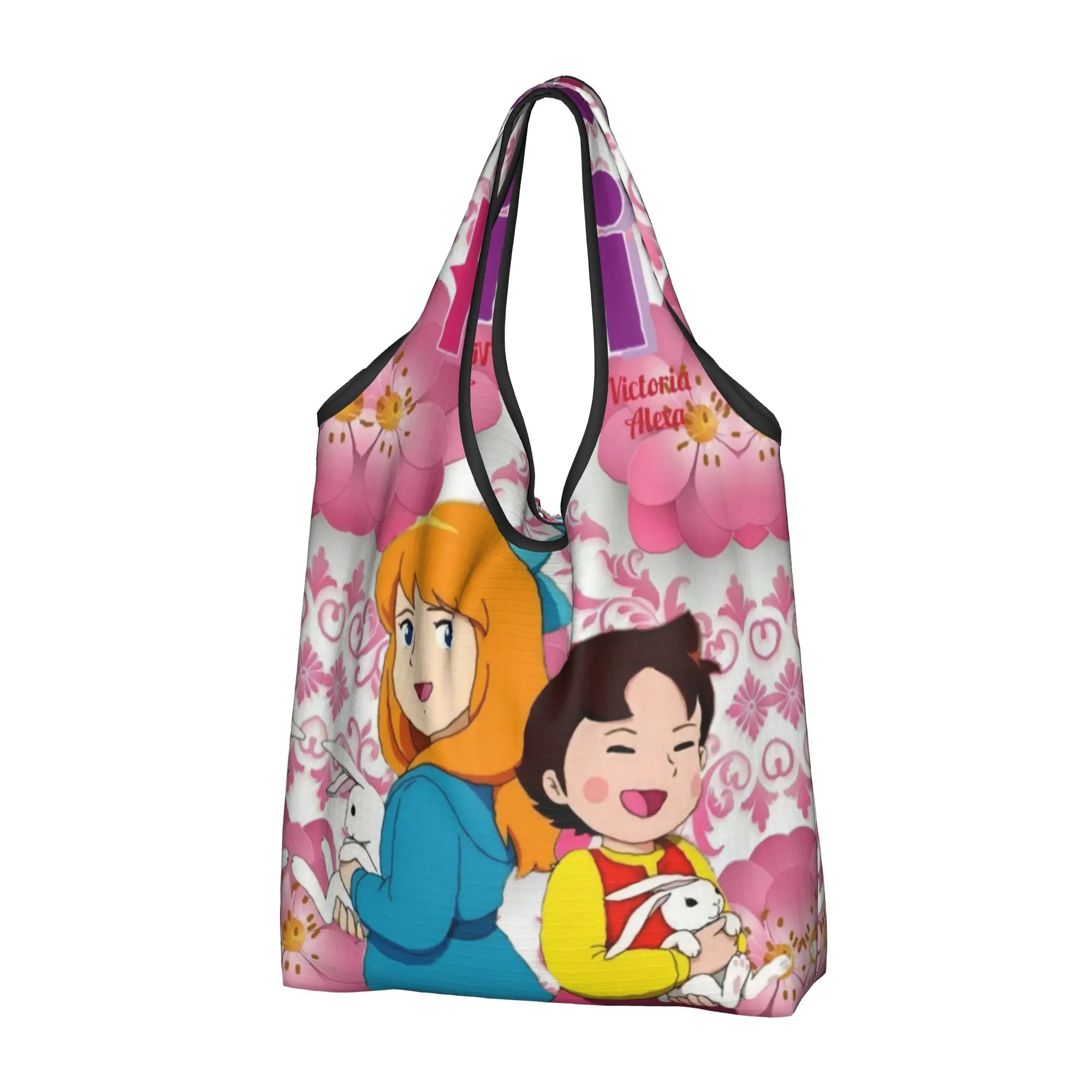 Reusable Anime Heidi Girl Of The Alps Comic Cartoon  Shopping Bag Women Tote Bag Portable  Grocery Shopper Bags