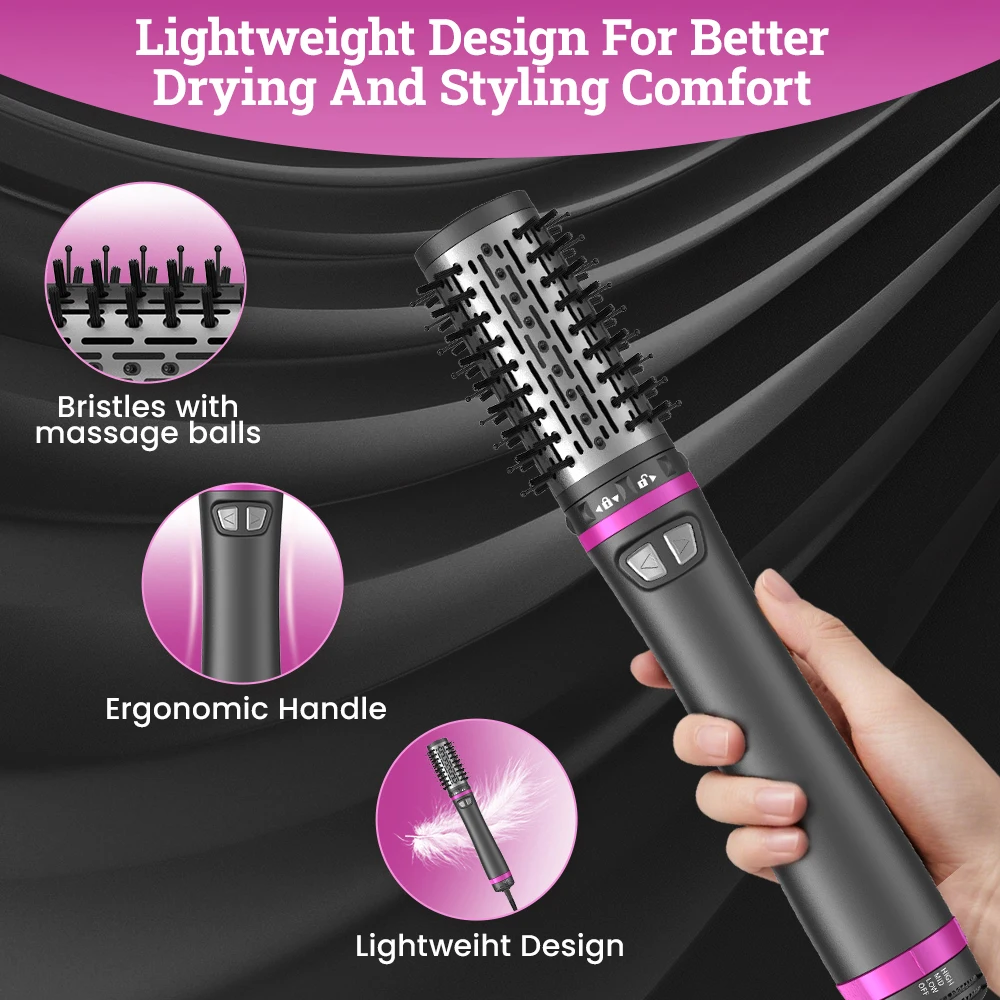 SMET فرشاة مجفف للنفخ الأوتوماتيكية 2 في 1 فرشاة مجفف الشعر الدوارة مع 3 رؤوس لتجفيف التصميم الكثيف الشباك الأنيق